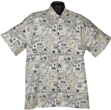 Route 66 Map Hawaiian Shirt- USA Made- 100% Cotton